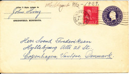USA Uprated Postal Stationery Cover Sent To Denmark Springfield Minnesota 28-10-1939 - 1921-40