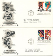 USA FDC 4-5-1984 Complete Set Of 4 Olympic Games On 2 Covers With ArtCraft Cachet - 1981-1990