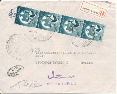 Egypt Registered Cover Sent To Sweden With Stamps On Front And Backside Of The Cover - Brieven En Documenten