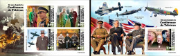 Djibouti 2023, WWII, Conference Of Tehran, Churchill, Planes, 4val In BF +BF IMPERFORATED - Sir Winston Churchill