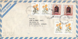 Argentina Air Mail Cover Sent To Denmark 19-8-1985 Topic Stamps Flowers - Poste Aérienne