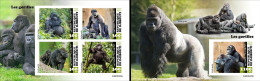 Djibouti 2023, Animals, Gorillas, 4val In BF +BF IMPERFORATED - Gorilas
