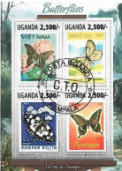 Timbres Thématiques Ouganda No 2570/2573 Oblitérés Animaux,Insectes,Papillons - Ouganda (1962-...)