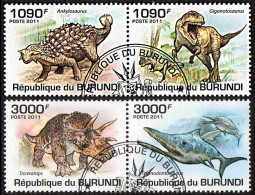 Timbres Thématiques Burundi No 1209/12 Oblitérés Animaux,Préhistoire - Collezioni