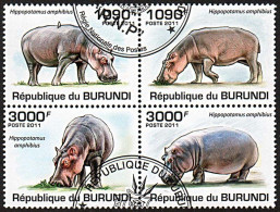 Timbres Thématiques Burundi Hippopotames Oblitérés - Colecciones