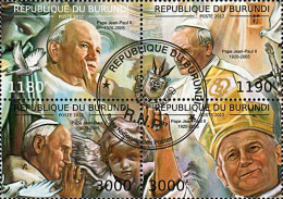 Timbres Thèmatiques Burundi No 1688/91 Oblitérés Célébrités,Jean Paul II - Collections