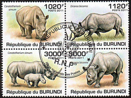 Timbres Thèmatiques Burundi No 154a  Oblitérés Animaux,Rhinocéros - Colecciones