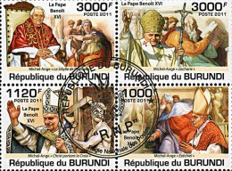 Timbres Thèmatiques Burundi No 1305/1308 Oblitérés Célébrités,Papes - Collections