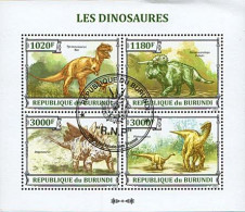 Timbres Thématiques Burundi No 218/21 Oblitérés Animaux,Préhistoire - Colecciones