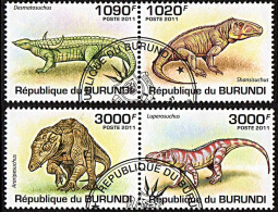 Timbres Thématiques Burundi No 1241/44 Oblitérés Animaux,Préhistoire - Verzamelingen