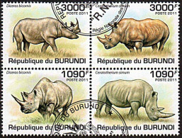 Timbres Thèmatiques Burundi No 1201/1204 Oblitérés Animaux,Rhinocéros - Sammlungen