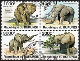 Timbres Thématiques Burundi Eléphants Oblitérés - Collections