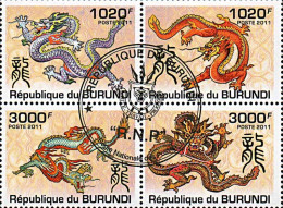 Timbres Thèmatiques Burundi No 1277/1280 Oblitérés Divers,Année Lunaire Chinoise - Collections