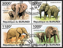 Timbres Thématiques Burundi No 1213/16 Oblitérés Animaux,Elephants - Collections