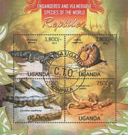 Timbres Thématiques Ouganda No 2522/25 Oblitérés Animaux,Reptiles - Ouganda (1962-...)