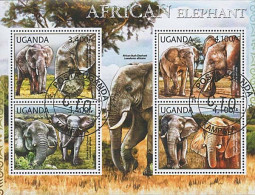 Timbres Thématiques Ouganda No 2329/32 Oblitérés Animaux,Elephants - Ouganda (1962-...)