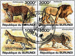 Timbres Thématiques Burundi No 1189/1192 Oblitérés Animaux,Felins - Colecciones