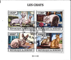 Timbres Thématiques Burundi No 2102/2105 Oblitérés Animaux,Chats - Collections