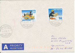 Switzerland Cover Sent To Denmark 13-12-2000 PINGU Stamps - Covers & Documents