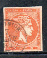 GREECE GRECIA HELLAS 1861 1882 HERMES MERCURY MERCURIO LEPTA 10l USED USATO OBLITERE' - Used Stamps