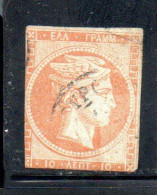 GREECE GRECIA HELLAS 1861 1882 HERMES MERCURY MERCURIO LEPTA 10l USED USATO OBLITERE' - Used Stamps