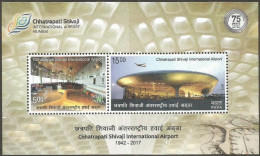 India 75 Years Chhatrapati Shivaji, Airport 2017 Miniature Sheet Mint Good Condition BACK SIDE ALSO (pms161) - Unused Stamps