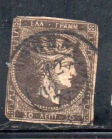 GREECE GRECIA HELLAS 1876 HERMES MERCURY MERCURIO LEPTA 30l USED USATO OBLITERE' - Used Stamps