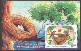 India Children's Day (Parrot) 2017 Miniature Sheet Mint Good Condition BACK SIDE ALSO (pms164) - Unused Stamps