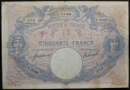 France - 50 Francs - 3-9-1910 - PICK 64d / F14.23 - B - 50 F 1889-1927 ''Bleu Et Rose''