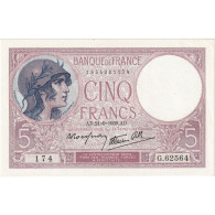 France, 5 Francs, Violet, 1939, G.62564, SPL+, Fayette:4.9, KM:83 - 5 F 1917-1940 ''Violet''