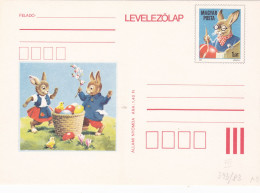 RABBIT,EASTER,PAQUES,POST CARD STATIONERY, 1983 , ROMANIA - Ostern