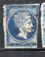 GREECE GRECIA HELLAS 1861 1882 HERMES MERCURY MERCURIO LEPTA 20l USED USATO OBLITERE' - Gebraucht