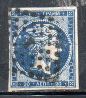 GREECE GRECIA HELLAS 1861 1882 HERMES MERCURY MERCURIO LEPTA 20l USED USATO OBLITERE' - Used Stamps