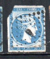 GREECE GRECIA HELLAS 1861 1882 HERMES MERCURY MERCURIO LEPTA 20l USED USATO OBLITERE' - Used Stamps