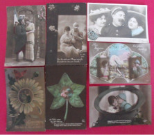 Lot De 7 Cartes Postales. Militaire Baiser Amour  Marguerite Couple Guerre 14-18 - Sammlungen & Sammellose