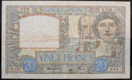 France - 20 Francs - 1-8-1940 - PICK 92a / F12.5 - TB - 20 F 1939-1942 ''Science Et Travail''