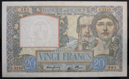 France - 20 Francs - 5-12-1940 - PICK 92b / F12.10 - TTB - 20 F 1939-1942 ''Science Et Travail''