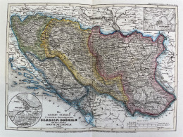 Stahlstich-Karte: Europ. Türkei, Croatien, Herzegovina, Serbien, Bosnien Und Das Land Der Montenegriner. Euro - Topographische Karten