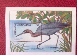 Grenada Grenadines 1988 Wild Birds Heron 1 Bloc Neuf ** MNH  Ucello Oiseau Bird Pájaro Vogel Aves - Kraanvogels En Kraanvogelachtigen