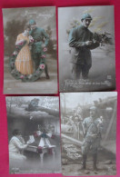 Lot De 3 Cartes Postales. Militaire Bonne Année Souvenir Fer à Cheval Guerre 14-18 + 1 Gratuite - Verzamelingen & Kavels