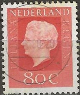 NETHERLANDS 1969 Queen Juliana - 80c. - Red FU - Usati