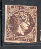 GREECE GRECIA HELLAS 1876 HERMES MERCURY MERCURIO LEPTA 30l USED USATO OBLITERE' - Gebruikt