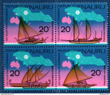 Nauru 1975 Old Pacific Ship Types  4-block Values MNH H-75.02 Melanesian, Micronesian, Polynesian Sailing Ships - Maritime