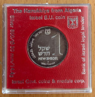 Israel 1987 Hanukkiya Algeria B.U. Coin 1 New Sheqel, Silber 850, 30mm, 14,4 G. Chanukkiya/Lampe Aus Algerien - Israele