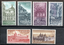 Spain 1961 El Escorial Madrid 6 Values MNH Patio De Los Reyes, De Los Evangelistas, Main Altar, Stairwell - Abadías Y Monasterios