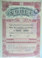 Société D'electricité SODEC - Titres De 5 Actions (1949) - Luxembourg - Elektriciteit En Gas