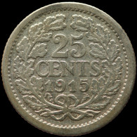 LaZooRo: Netherlands 25 Cents 1915 XF - Silver - 25 Cent