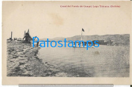 222644 BOLIVIA TITICACA CANAL EL PUERTO DE GUAQUI LAGO TITICACA & BOAT SPOTTED  POSTAL POSTCARD - Bolivie