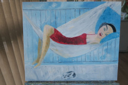 A L'heure De La Sieste. Peinture à L'huile. - Art Contemporain