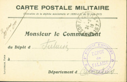 Guerre 14 CP Militaire 1916 Carte Repiquée Affection Au Front à Son Dépôt Cachet 5e Régiment Infanterie Dépôt Falaise - Oorlog 1914-18